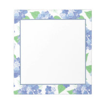 Elegant Blue Hydrangea Floral Notepad
