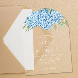 Elegant Blue Hydrangea Floral Wedding Acryleinladungen