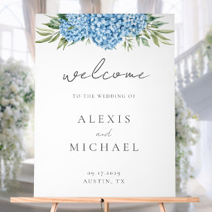Elegant Blue Hydrangea Floral Wedding Acrylschild