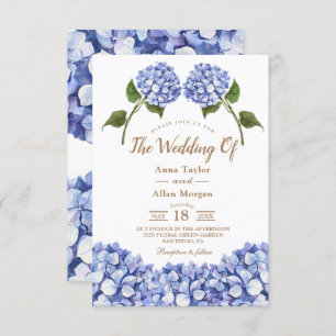 Elegant Blue Hydrangea Floral Wedding Einladung