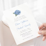 Elegant Blue Hydrangea Floral Wedding Einladung<br><div class="desc">Elegante, blaue Hydrangea-Blume für Ihre Frühjahr- oder Sommerhochzeit. Ideal für die traditionelle und dennoch elegante Hochzeit, die Sie sich vorstellen. Klassischer Serif-Schriftart mit moderner Schriftzeichen. Original Hydrangea-Kunstwerk nur hier gefunden. Für Anfragen über kundenspezifische Designänderungen des unabhängigen Designers senden Sie bitte eine E-Mail an paula@labellarue.com BEVOR Sie Ihre Bestellung anpassen oder...</div>