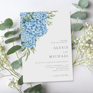 Elegant Blue Hydrangea Floral Wedding Einladung