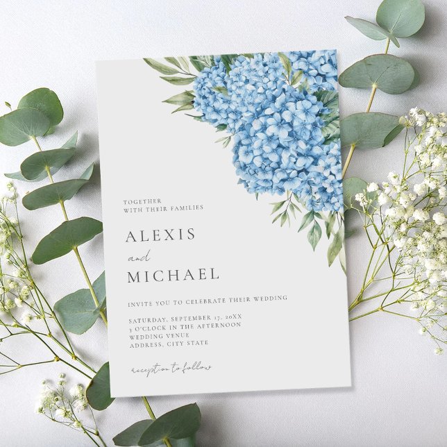 Elegant Blue Hydrangea Floral Wedding Einladung (Von Creator hochgeladen)