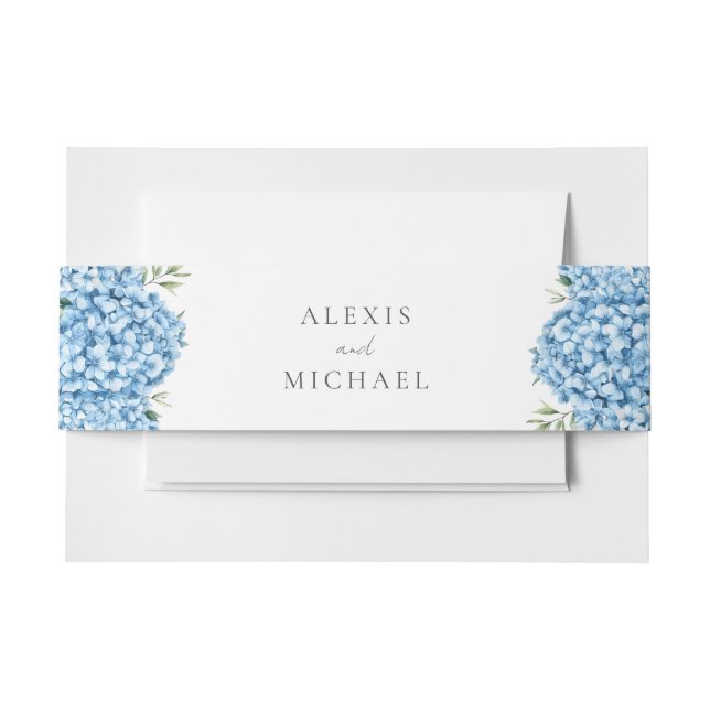 Elegant Blue Hydrangea Floral Wedding Einladungsbanderole (Vorderseite Beispiel)