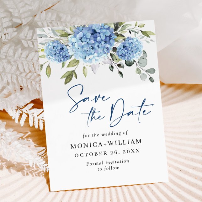 Elegant Blue Hydrangea Floral Wedding Save The Date (Von Creator hochgeladen)