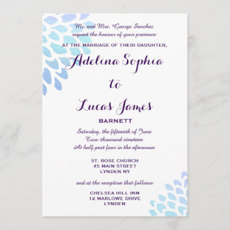 Elegant Blue Hydrangea Formal Wedding Einladung