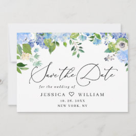 Elegant Blue Hydrangea Grüne Hochzeit Save The Date