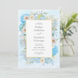 Elegant Blue Hydrangea Hochzeit Einladung