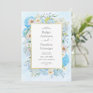 Elegant Blue Hydrangea Hochzeit Einladung