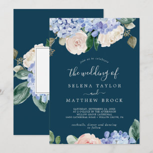 Elegant Blue Hydrangea   Hochzeit von Einladung