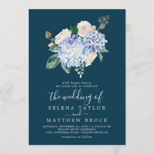 Elegant Blue Hydrangea   Hochzeit von Einladung