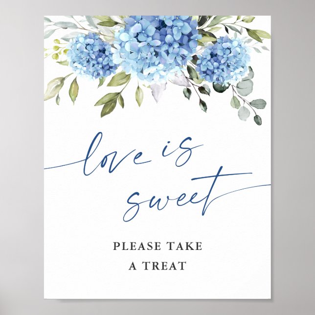 Elegant Blue Hydrangea Liebe ist Sweet Wedding Poster (Vorne)