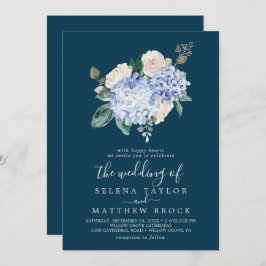 Elegant Blue Hydrangea | Marine bei einer Hochzeit Einladung