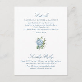 Elegant Blue Hydrangea Monogram Enclosure Card Begleitkarte