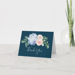 Elegant Blue Hydrangea Navy Dankeschön Karte