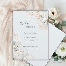 Elegant Blue Hydrangea Peonies Bridal Shower  Einladung