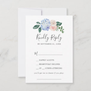 Elegant Blue Hydrangea Song Request RSVP Card