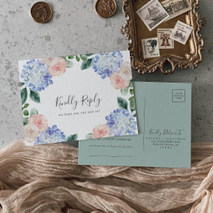 Elegant Blue Hydrangea Song Request UAWG Postcard Einladungspostkarte