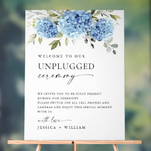 Elegant Blue Hydrangea Unplugged Wedding Zeremony Acrylschild