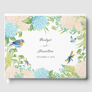 Elegant Blue Hydrangea Wedding Gästebuch
