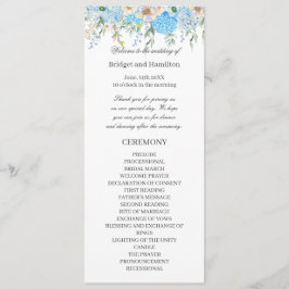Elegant Blue Hydrangea Wedding Programm