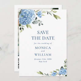 Elegant Blue Hydrangea Wedding QR Code Foto Save The Date