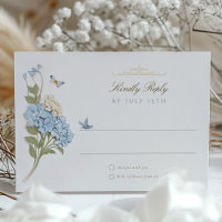 Elegant Blue Hydrangea Wedding RSVP Card