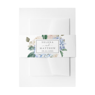 Elegant Blue Hydrangea Weiße Hochzeit Einladungsbanderole