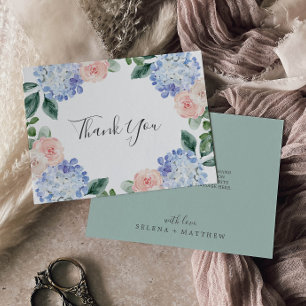 Elegant Blue Hydrangea White Dankycard Dankeskarte