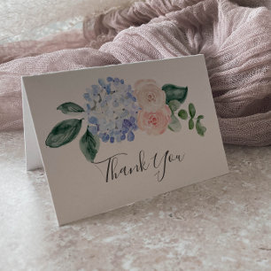 Elegant Blue Hydrangea White Dankycard Dankeskarte