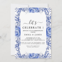 Elegant Blue Hydrangea | White "Let's Celebrate" I Einladung
