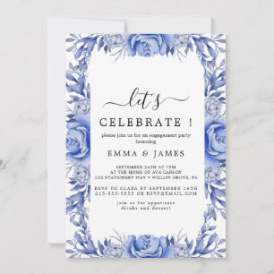 Elegant Blue Hydrangea White "Let's Celebrate" I Einladung