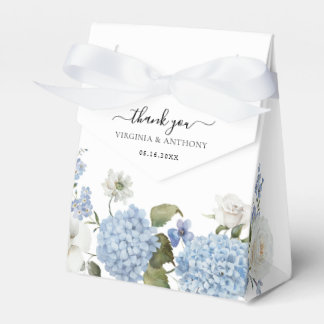 Elegant Blue Hydrangea White Roses Floral Wedding Geschenkschachtel