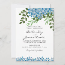 Elegant Blue Hydrangeas Hochzeitseinladung