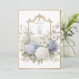Elegant Blue Hydrangeas Vintage Wedding Einladung