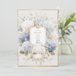 Elegant Blue Hydrangeas Vintage Wedding Einladung