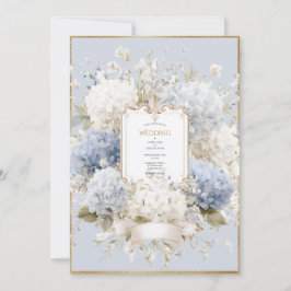 Elegant Blue Hydrangeas Vintage Wedding Einladung