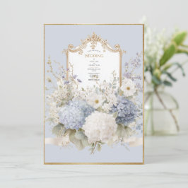 Elegant Blue Hydrangeas Vintage Wedding Einladung