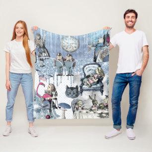Elegant Blue Ice Alice im Wunderland Silver Glitte Fleecedecke