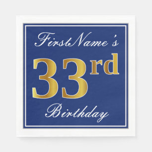 Elegant Blue, Imitate Gold 33. Geburtstag; Individ Serviette