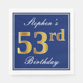 Elegant Blue, Imitate Gold 53. Geburtstag; Individ Serviette