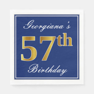 Elegant Blue, Imitate Gold 57. Geburtstag; Individ Serviette