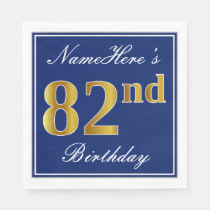 Elegant Blue, Imitate Gold 82. Geburtstag; Individ Serviette
