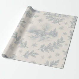 Elegant Blue & Ivory Winter Toile Christmas Geschenkpapier