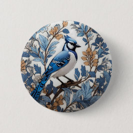 Elegant Blue Jay William Morris Inspiriert Button
