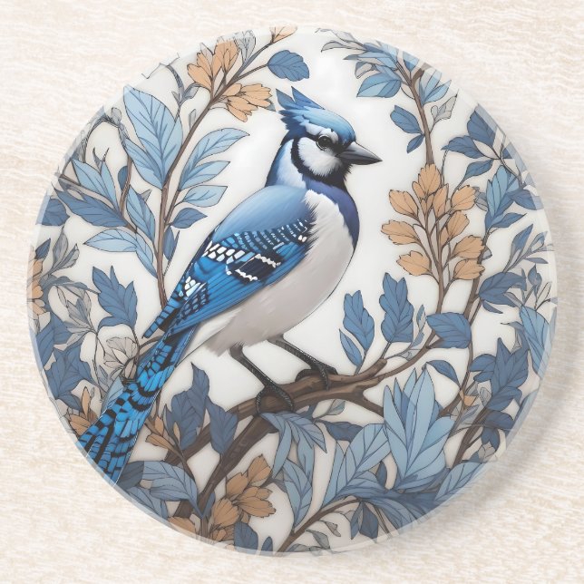 Elegant Blue Jay William Morris Inspiriert Getränkeuntersetzer (Vorne)