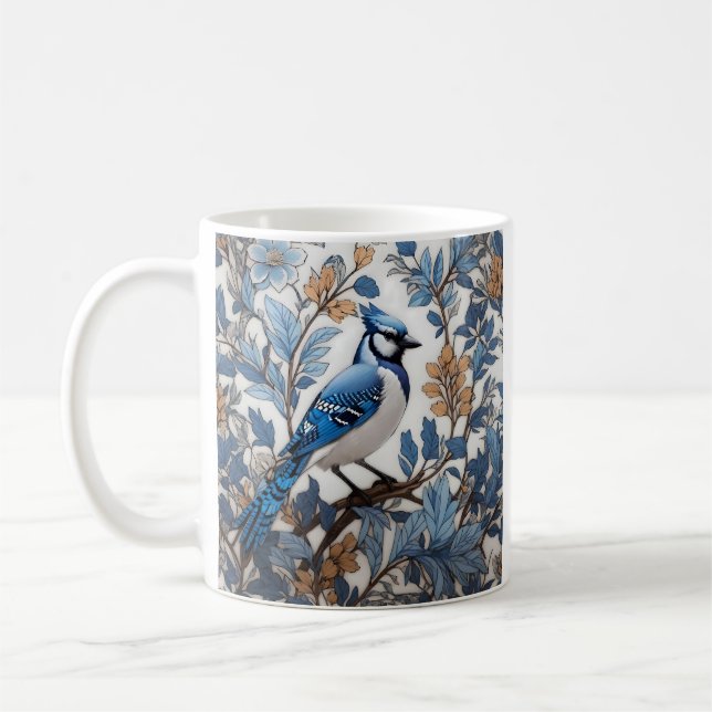 Elegant Blue Jay William Morris Inspiriert Kaffeetasse (Links)