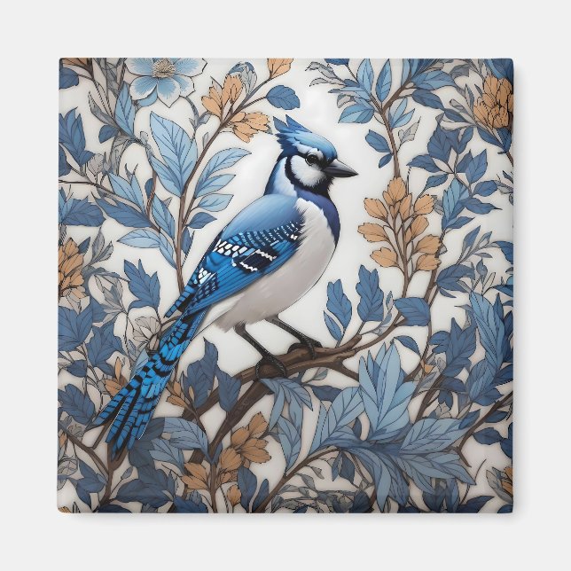 Elegant Blue Jay William Morris Inspiriert Magnet (Vorne)