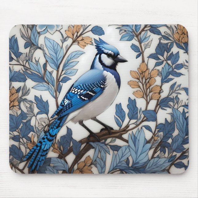 Elegant Blue Jay William Morris Inspiriert Mousepad (Vorne)