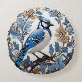 Elegant Blue Jay William Morris Inspiriert Rundes Kissen